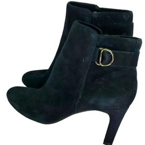 Bandolino Lanna Navy Suede Buckle Heeled Bootie Size 11M
